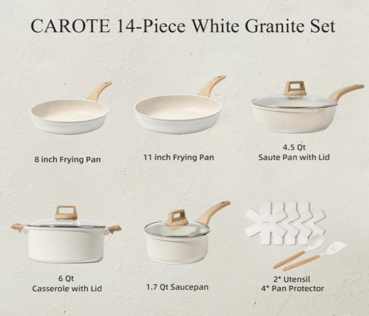 CAROTE 14 Pcs Pots and Pans Set Review 1